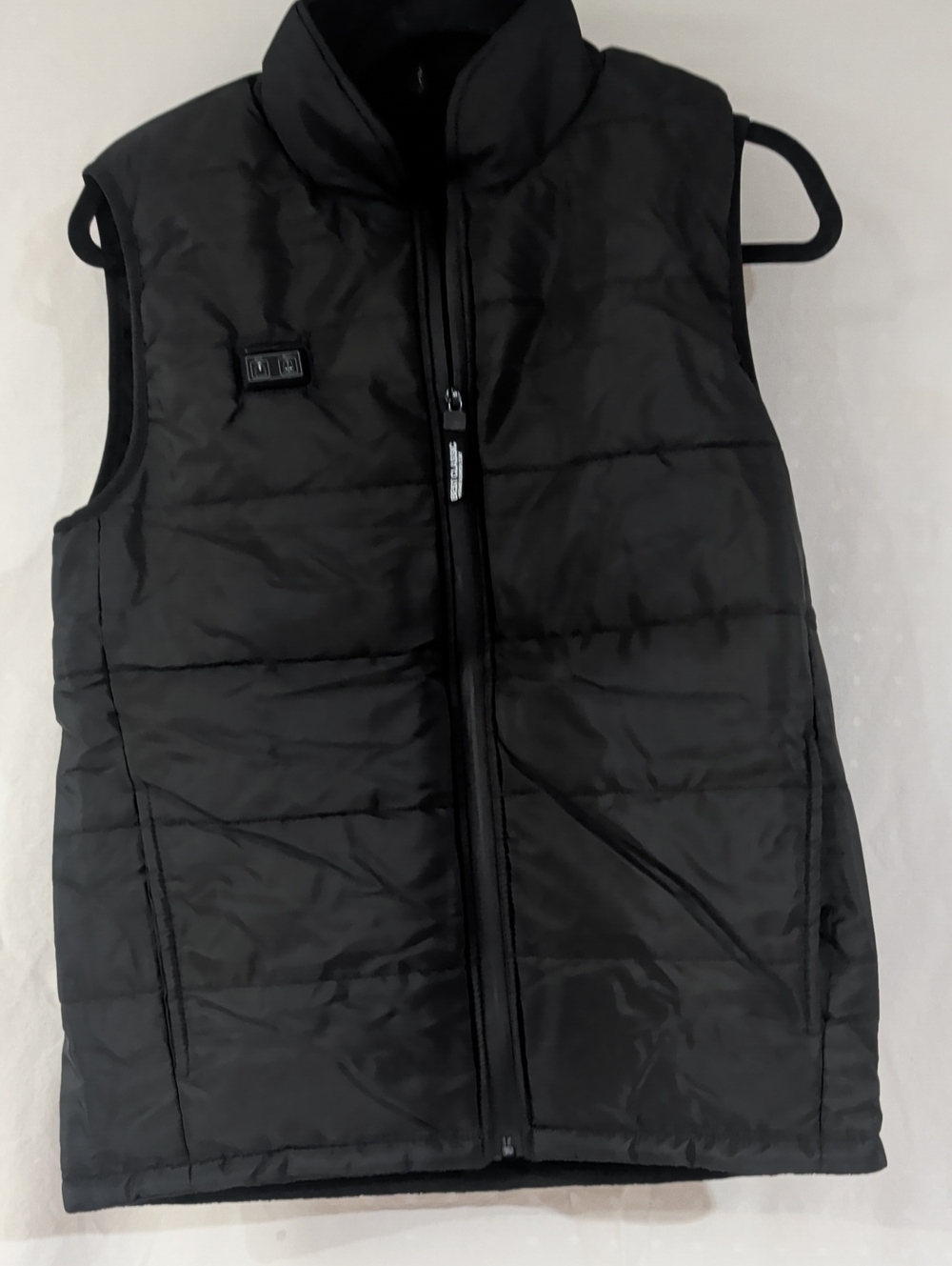 Black Quilted Sleeveless Heated Vest with Stand Collar